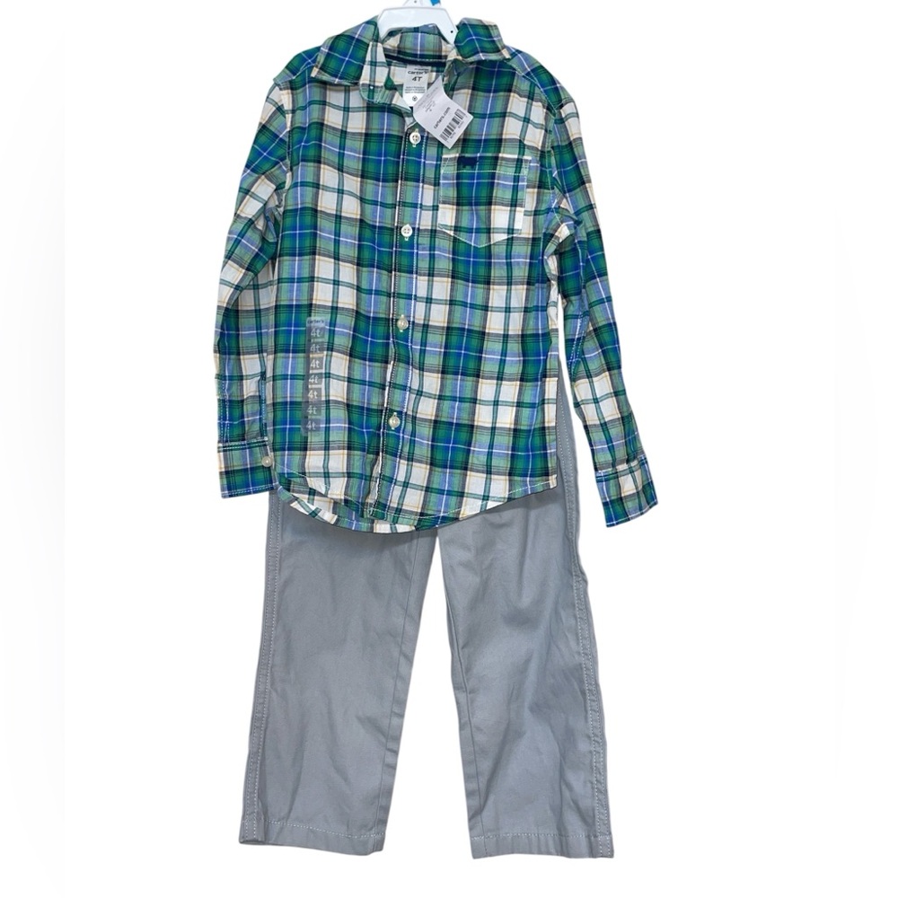 Carter’s 2 piece set pants and button up collared shirt
